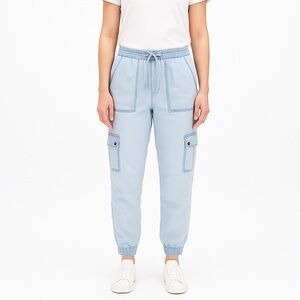 Silver Jeans Co. Charlotte Tencel Cargo Light Blue Jogger Pants Size Small